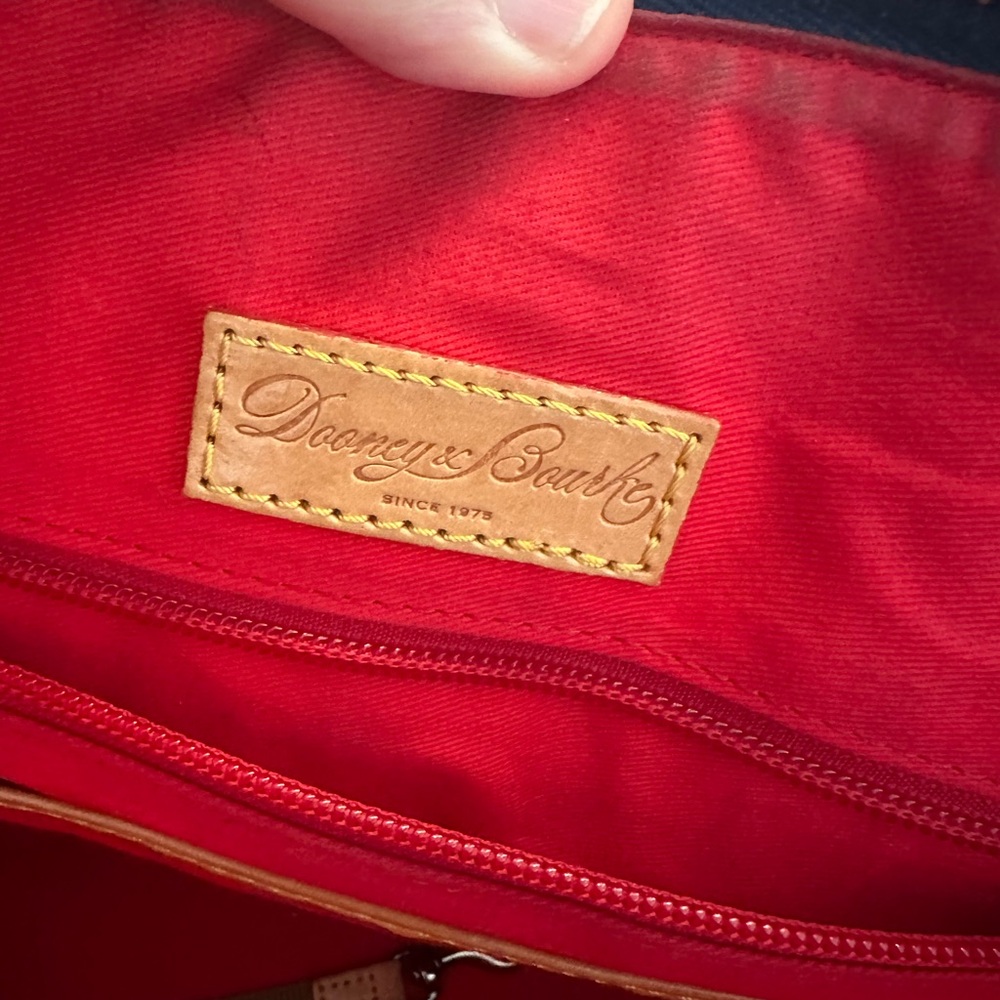 Dooney & Bourke Blue Chevron Tote with Tan Accents And Wallet - Picture 6 of 7